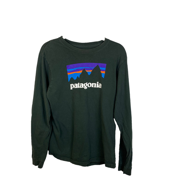 Patagonia Other - Patagonia Long Sleeve T-Shirt Sz Small Logo Faded Black Regular Fit Outdoor